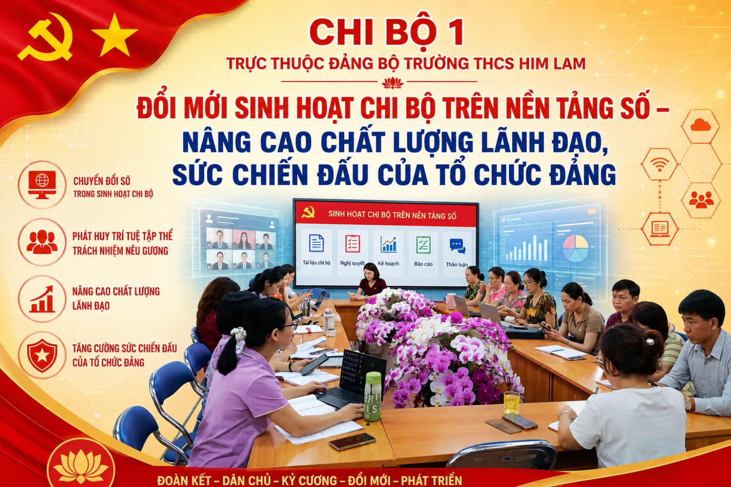 Đảng bộ trường THCS Him Lam đổi mới sinh hoạt chi bộ trên nền tảng số